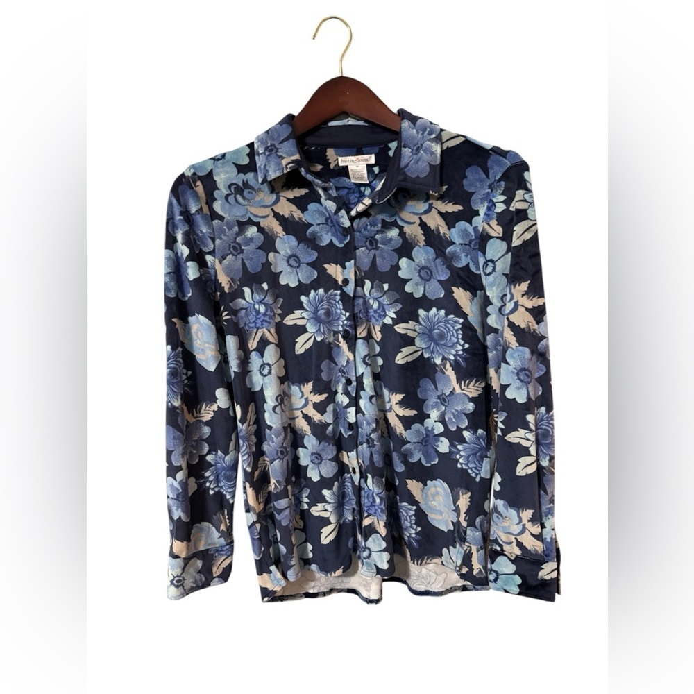 ⚡️NWT Hasting & Smith Floral Button-Up Shirt in Blue & Grey Retails for $40